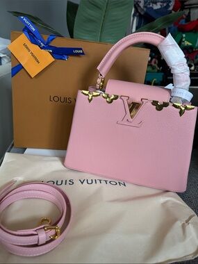 Louis Vuitton Pink Top Handle Satchel with Gold Accents